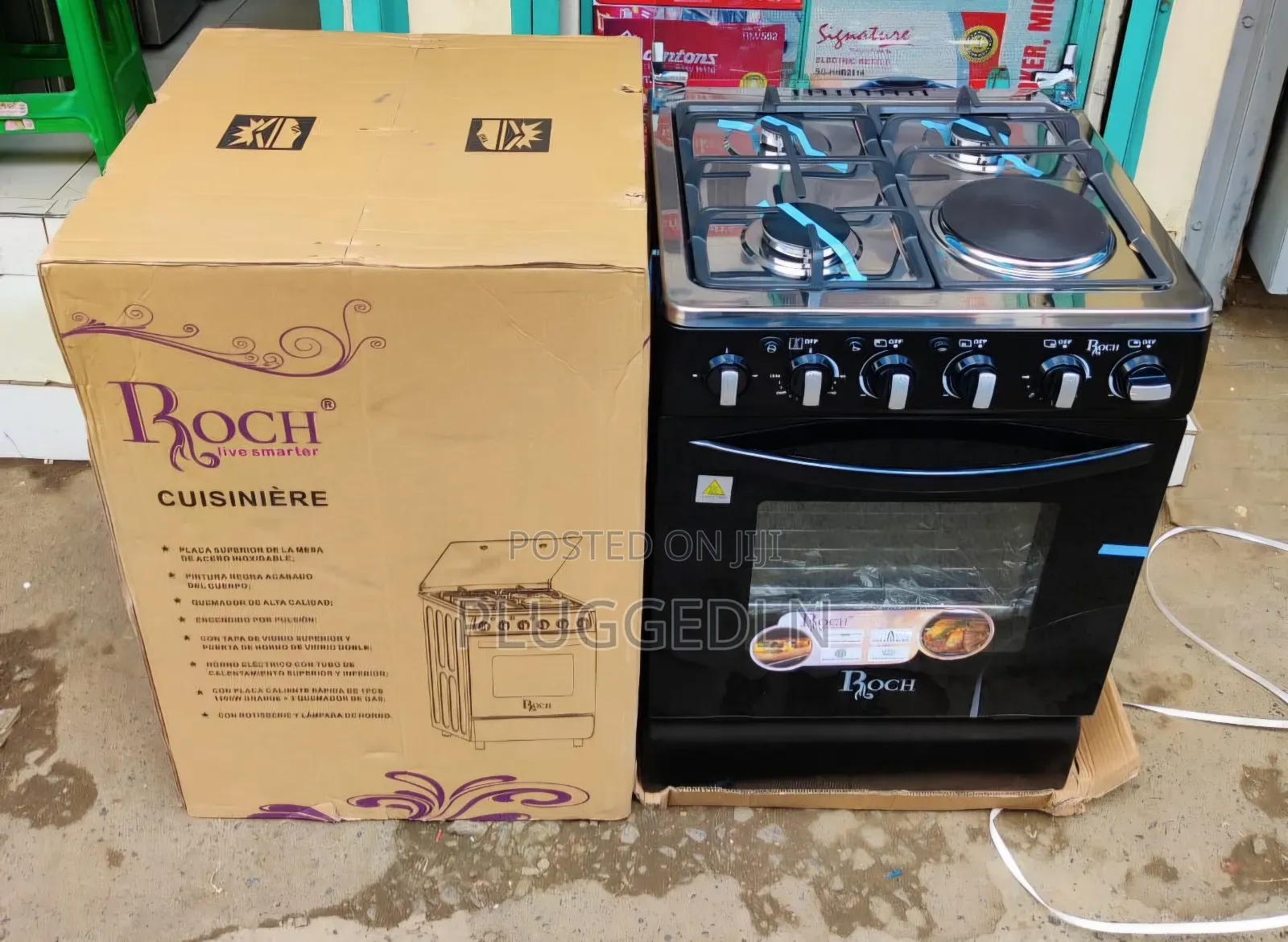 *Roch Standing Cooker 50cmx55cm, 3gas+1electric,