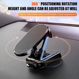Folding Magnetic Car Phone Holder Dashboard Mount - 360° Swivel Metal