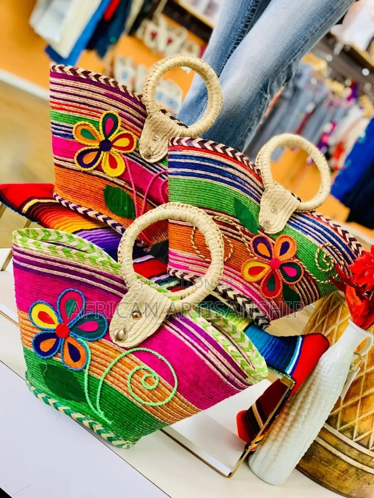 Sisal Kiondo Bags With Kitenge Touch