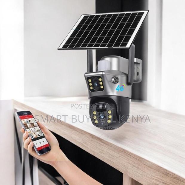 Night Vision 12mp 4g PTZ Rotating Dual Lens Solar Security CCTV Camera