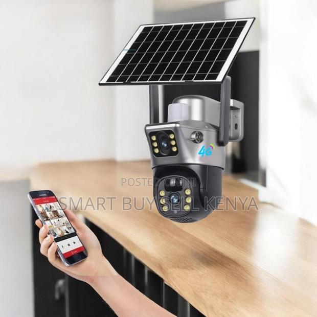 Weatherproof Outdoor 12mp 4g PTZ Rotating Dual Lens Solar CCTV Camera