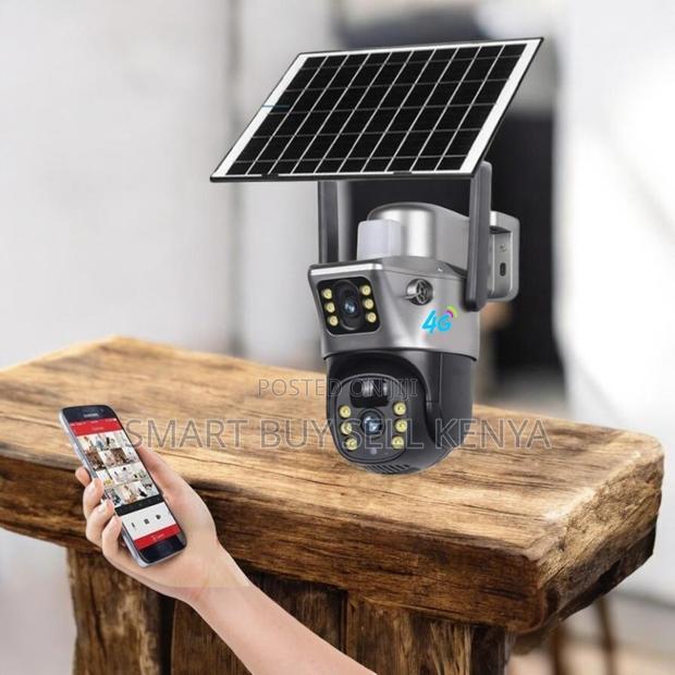 Home Security 12mp 4g PTZ Rotating Dual Lens Solar Outdoor CCTV Camera