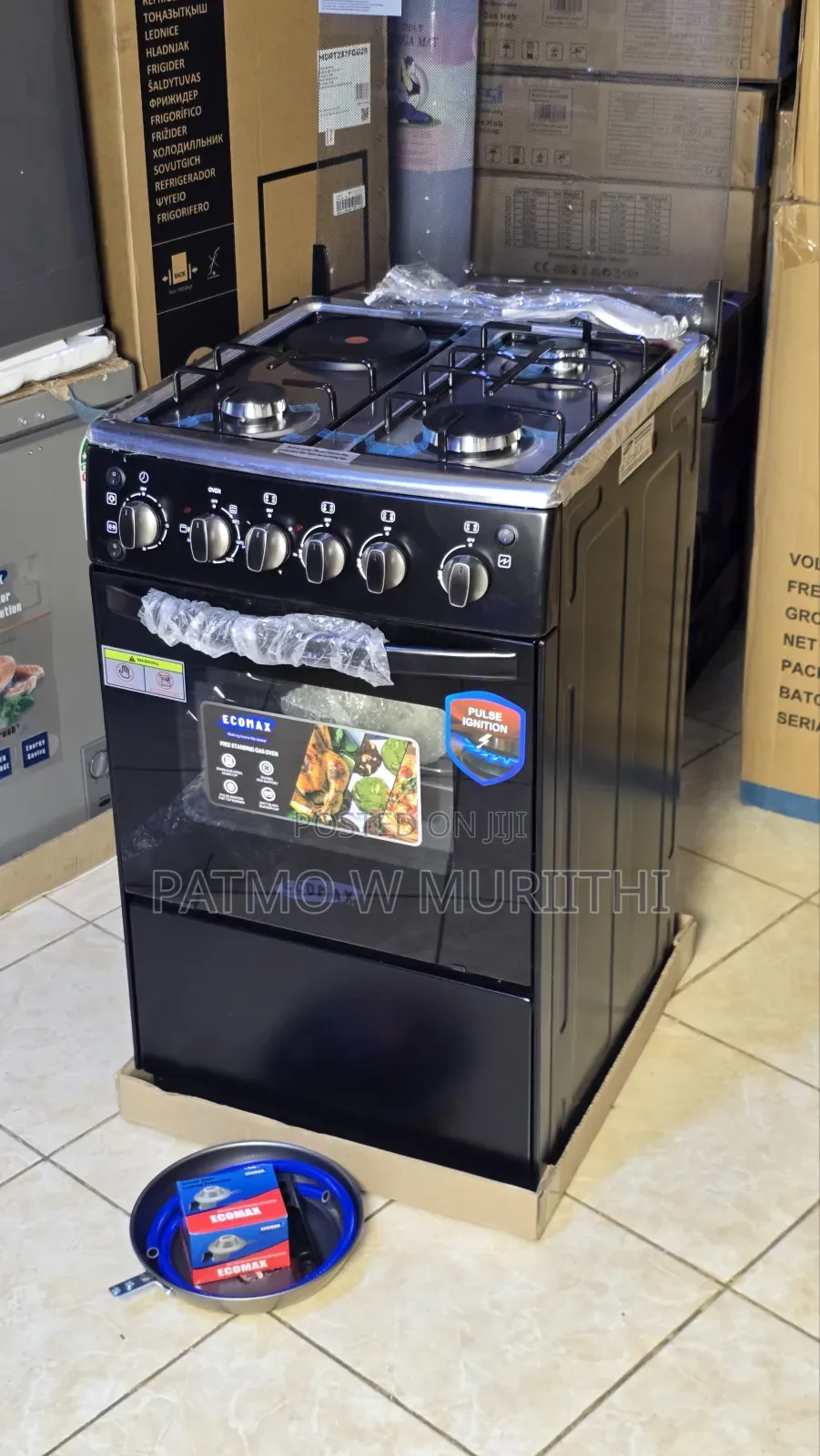 Ecomax Standing Cooker 3g+1e Electric Oven 50*50 Black