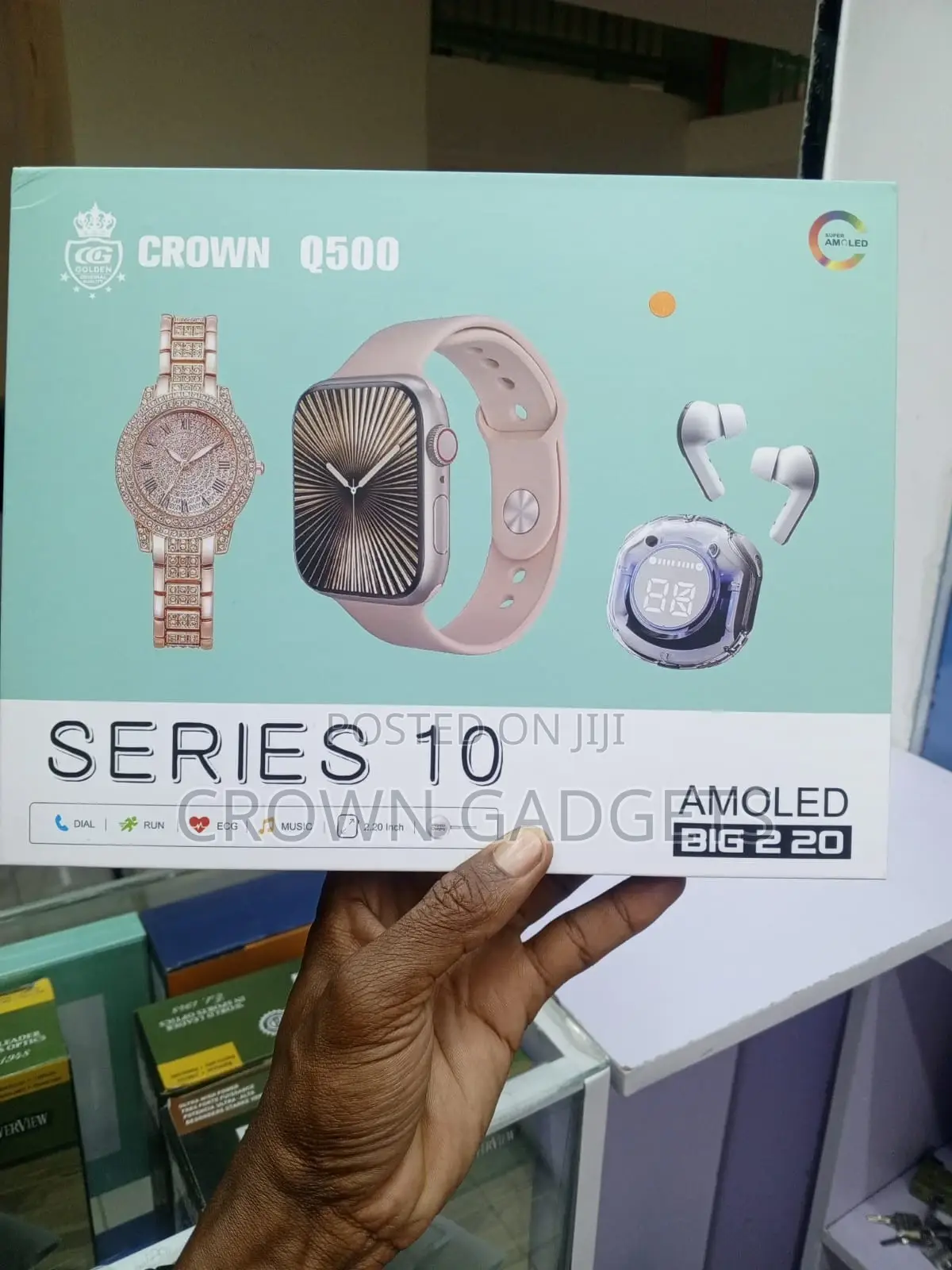 Crown Q500 Series 10 Smartwatch 2.07-Inch Amoled Display