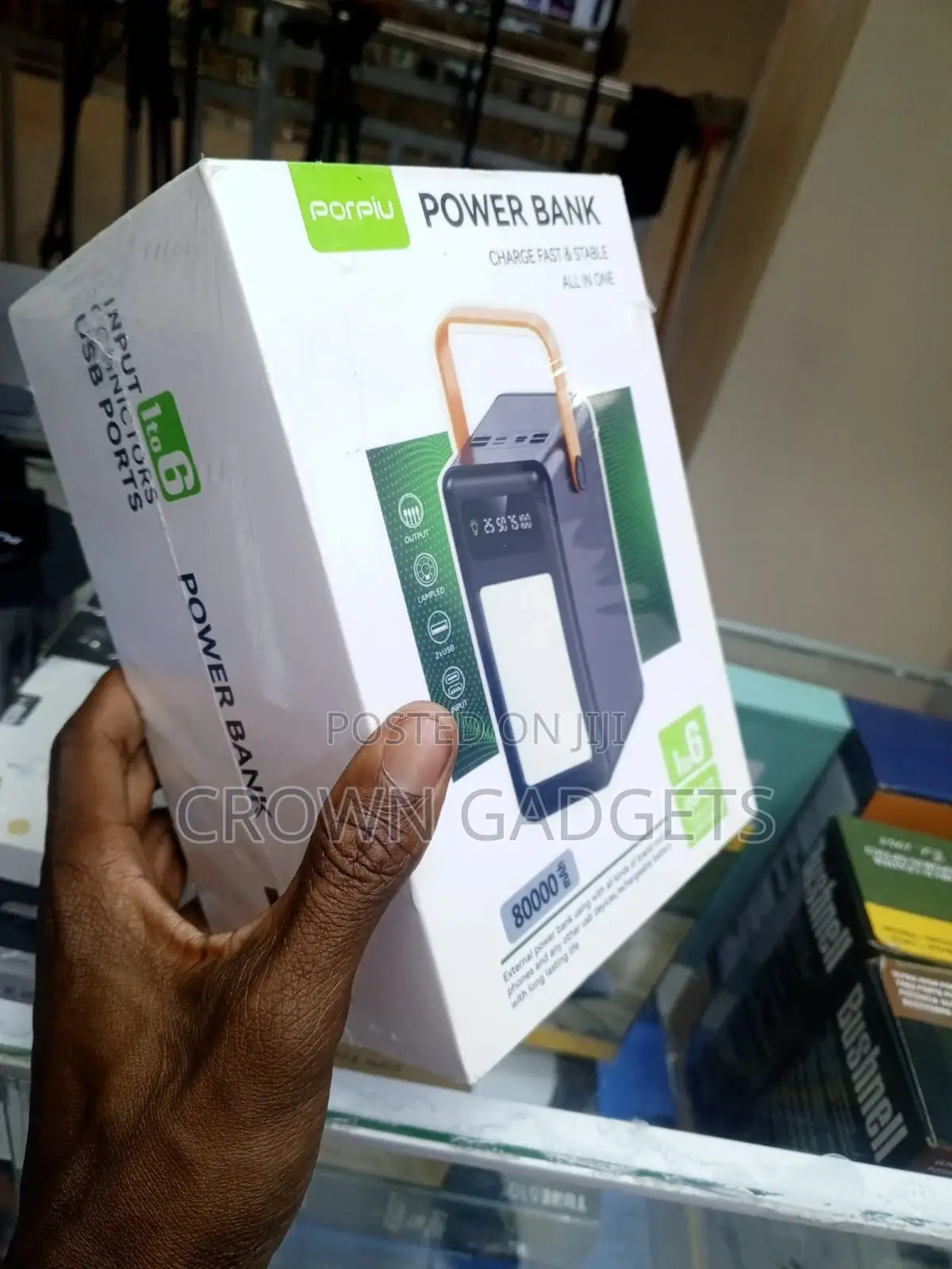 Porpiu 80000mah High Capacity Power Bank 6-in-1 Cables