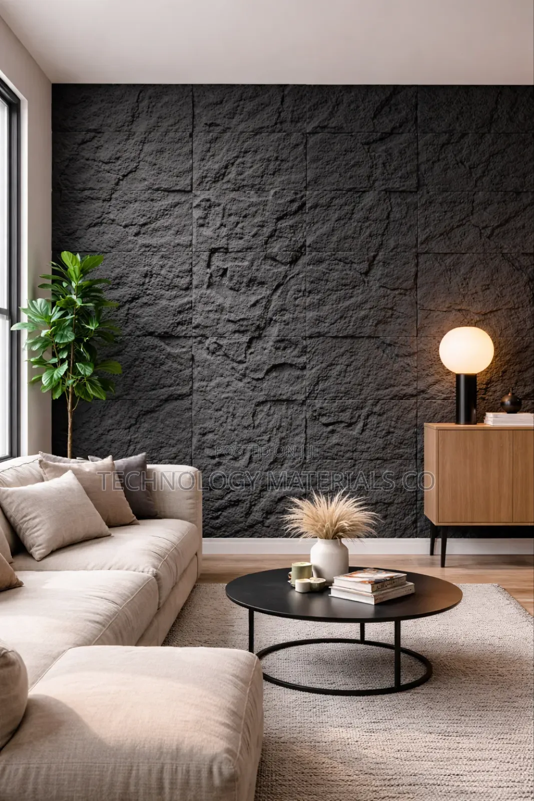 4ft X 2ft Black Pu Stone Wall Panels – Modern Decorative Wall Cladding