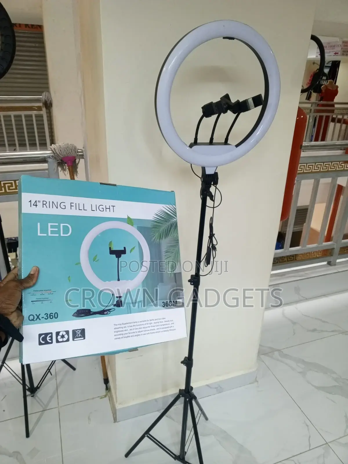 Qx360 Led Ring Light 14” Dimmable With Stand Holder