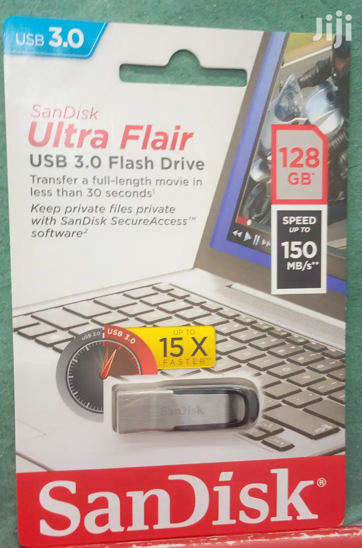 128gb Metalic Sandisk Ultra Flair USB 3•0 Flash Drive.