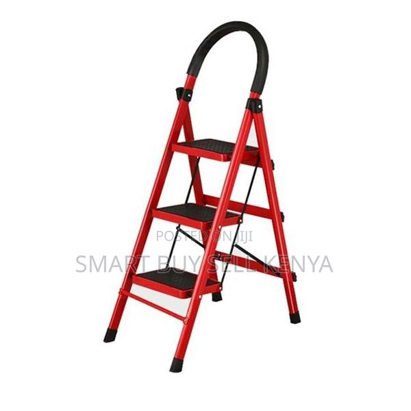 Safety Hinge System Portable 3 Step Foldable Ladder Stepladder - main view