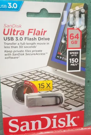 64 Gb Sandisk Ultra Flair USB 3•0 Metalic Flash Drive.