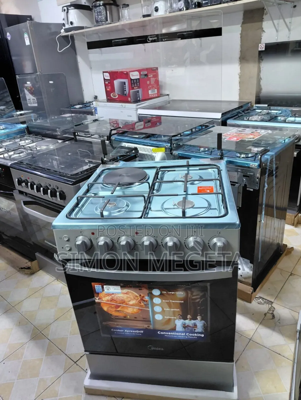 Midea 60×60 3 Gas + 1 Electric Standing Cooker – Silver (60e3g1h4f-Sl)
