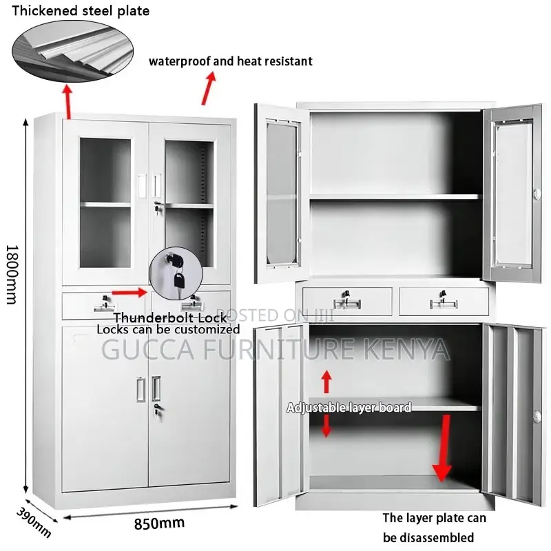 2-door Steel Half Glass Document Cabinet