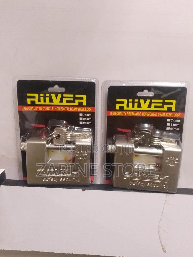 Rectangular 94mm Padlock With 4 Keys Riiver Made of Stainless Steel - main view