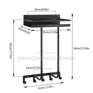 Multifunctional Bathroom Towel Holder With Metal Shelf And 5 Hooks