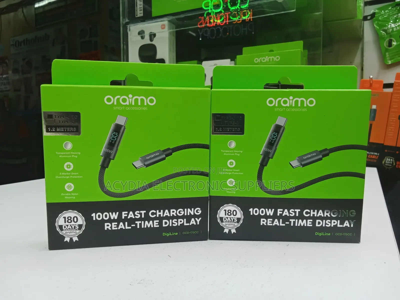 Oraimo Digiline 100w Fast Charging Real Time Display Cable
