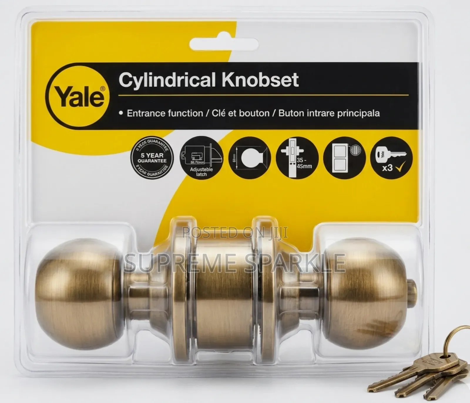 Yale Cylindrical Knobset. Entrance Lock