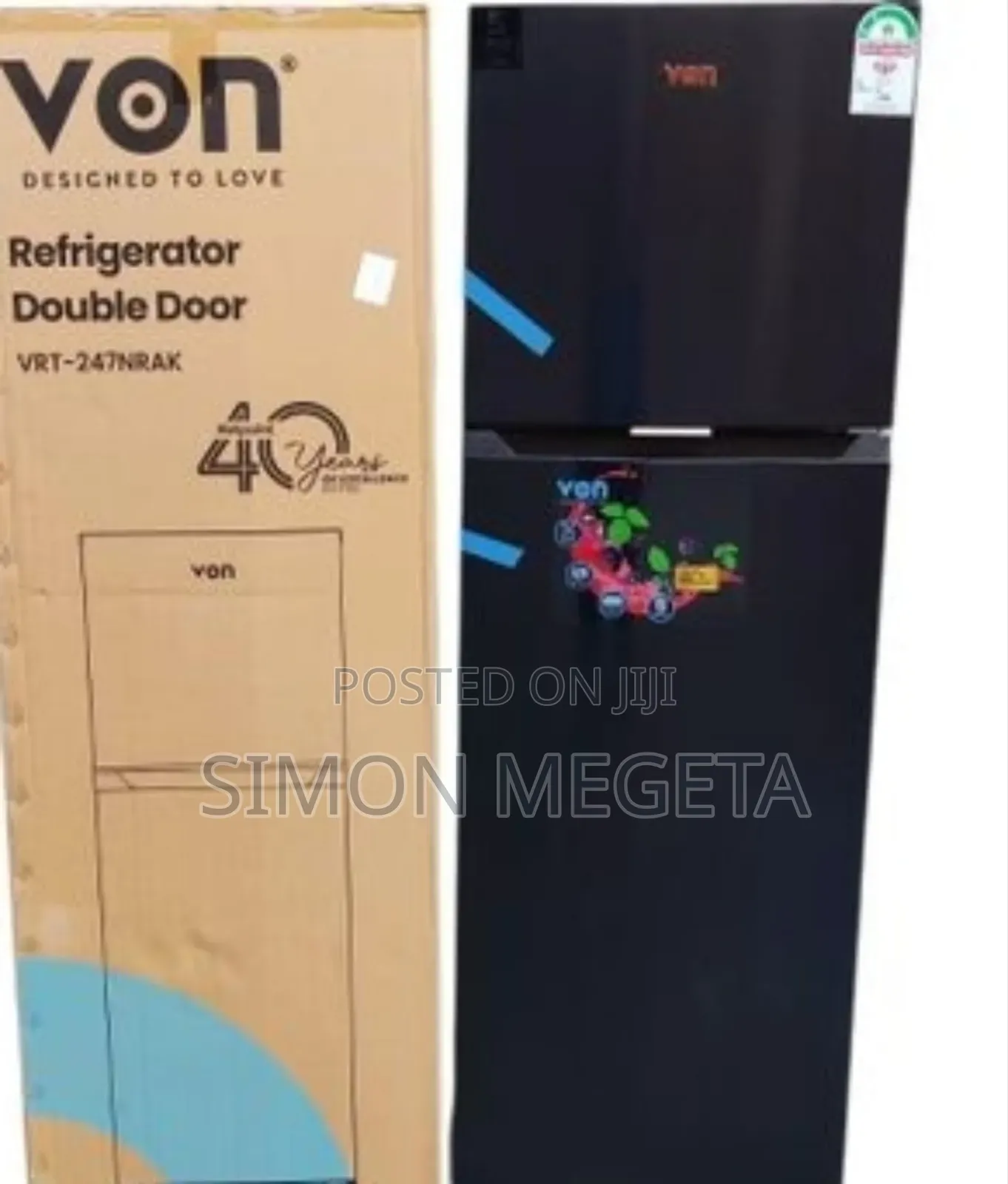 Von 247l No Frost Double Door Fridge