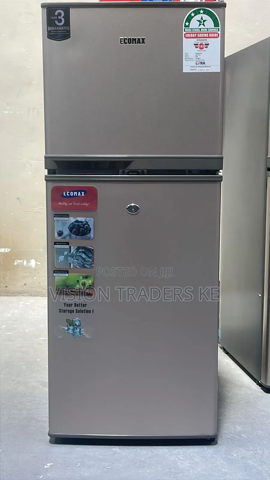 Ecomax 118l Double Door Fridge With Top Freezer