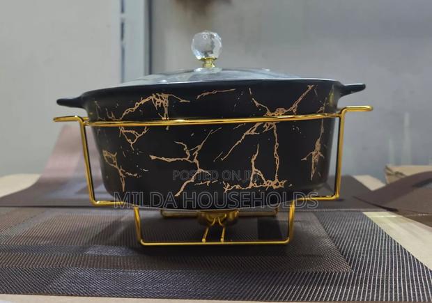 Marble Black Ceramic Serving Pot. - main view