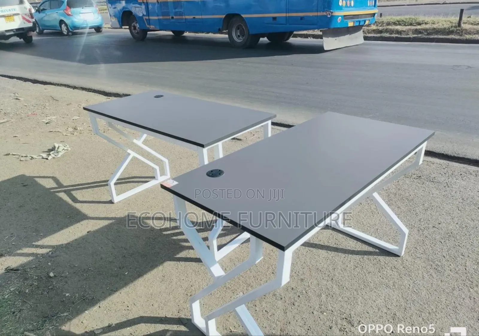 Grey Top Metallic Stand Office Table