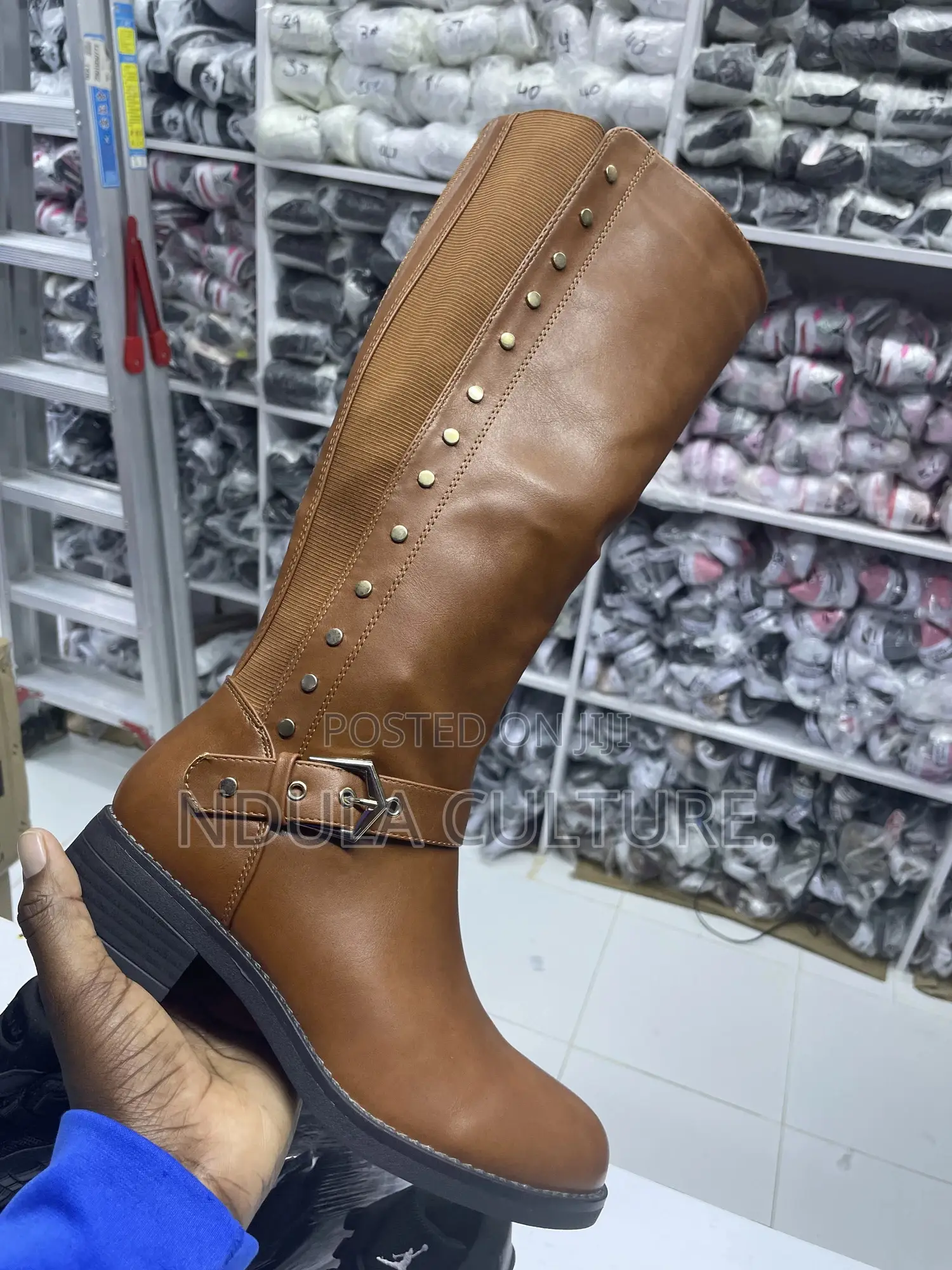 Alligator Skin Elastic High Boots