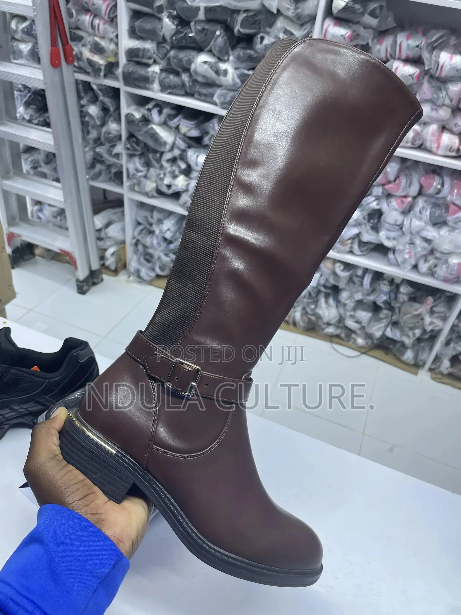 Alligator Skin Elastic High Boots
