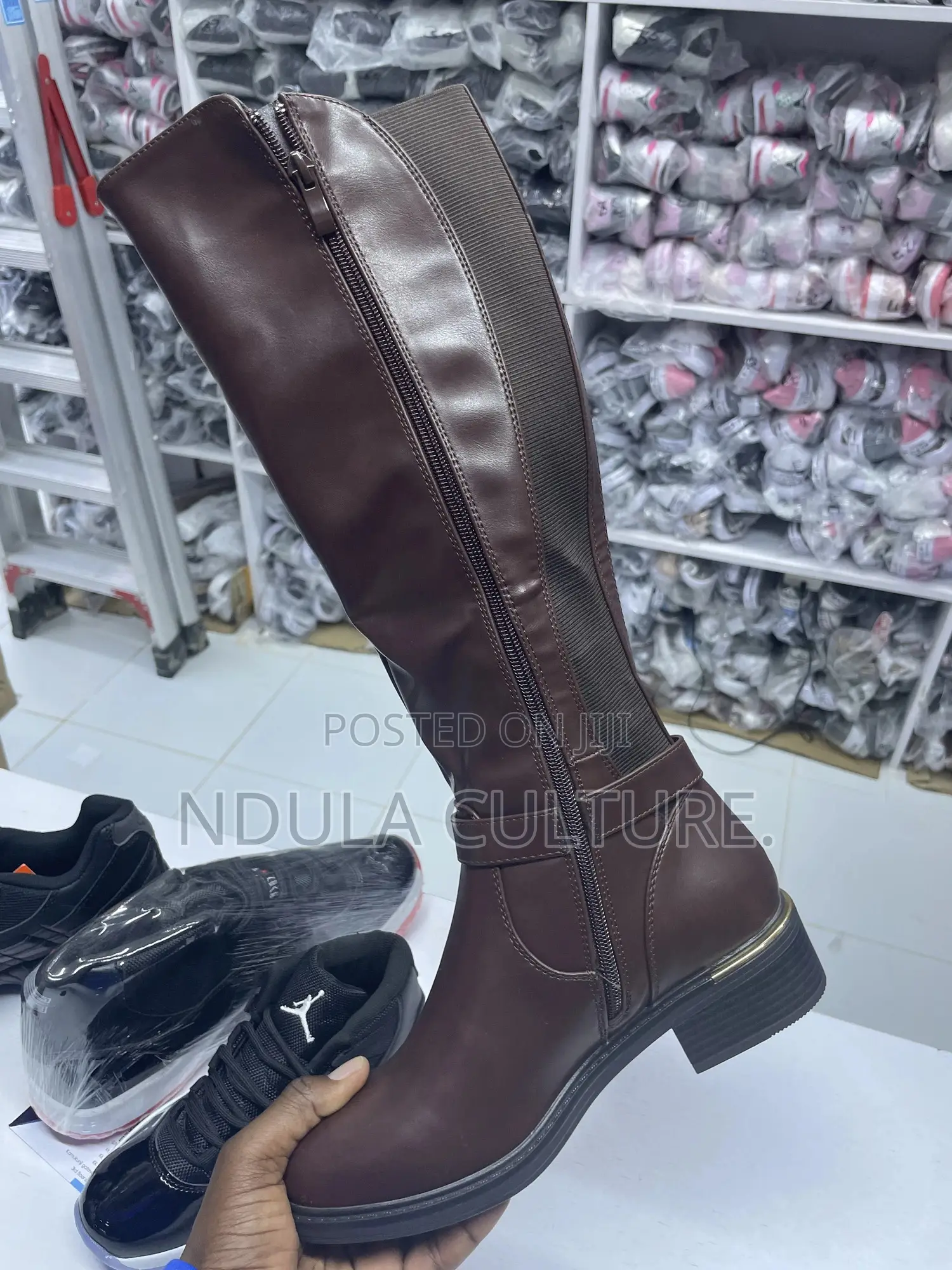 Alligator Skin Elastic High Boots