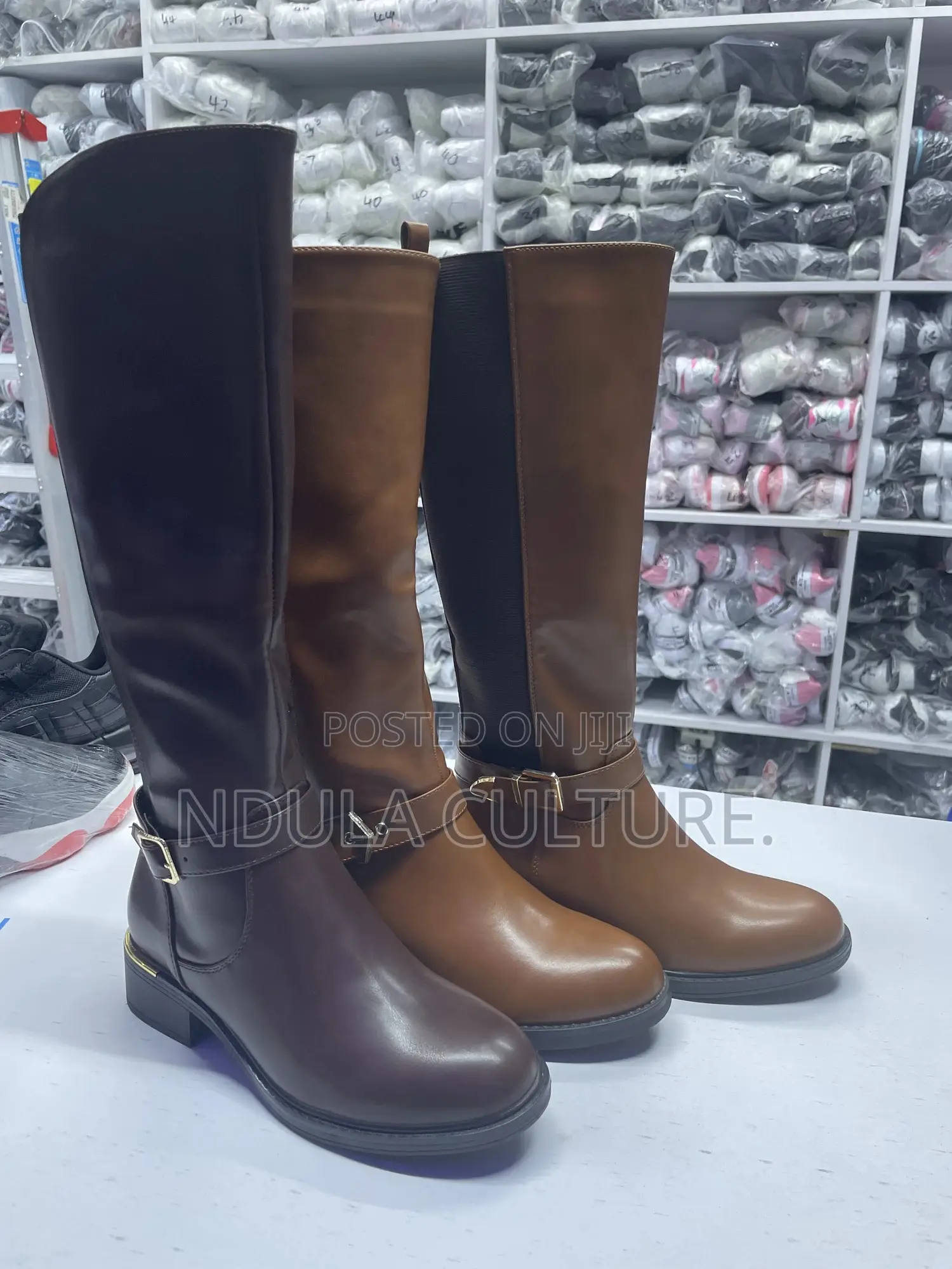 Alligator Skin Elastic High Boots