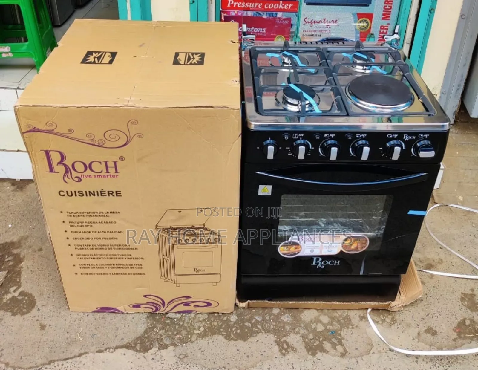 Roch Standing Cooker 50x55cm, 3g+1electric, Electricoven, Jet Burners