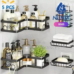 5pcs Set Corner/Rectangular Shower Caddy Shelf/Bathroom Organizer