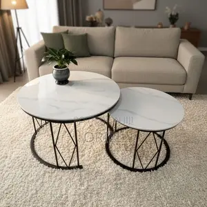 Coffee Tables: Elegant Marble-Top Center Table for Living Room