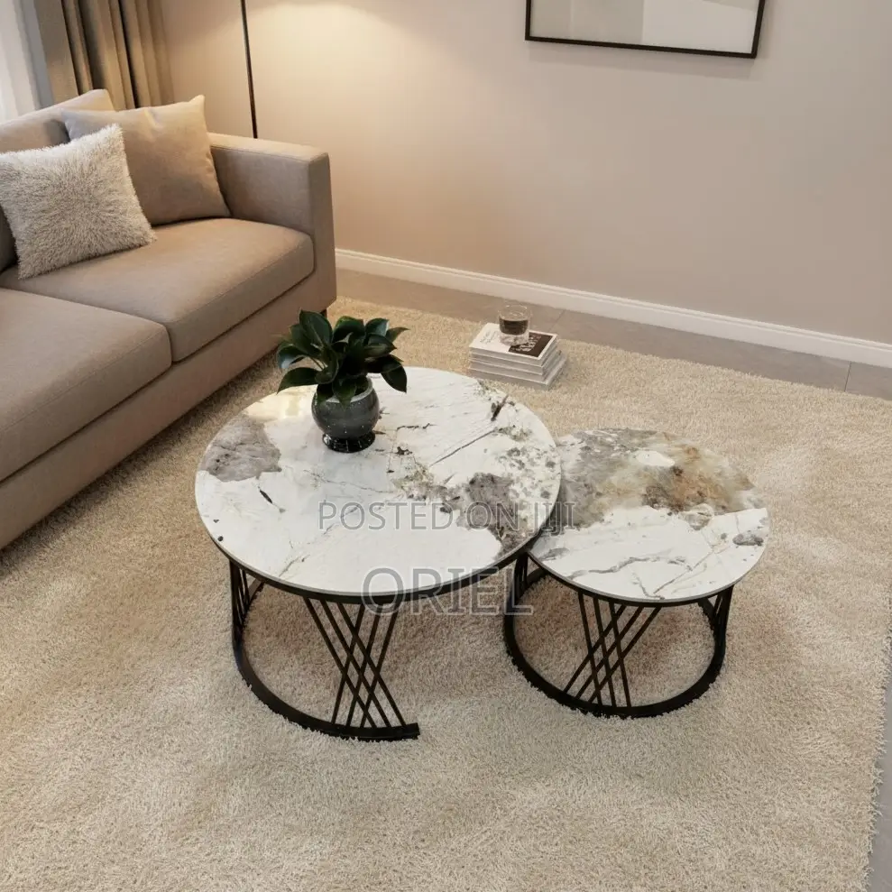 Coffee Tables: Elegant Marble-Top Center Table for Living Room