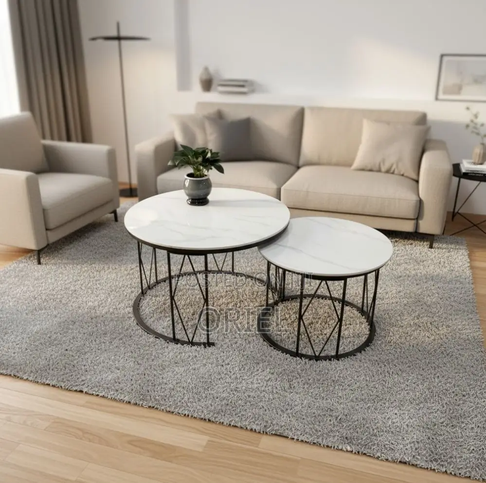 Coffee Tables: Elegant Marble-Top Center Table for Living Room