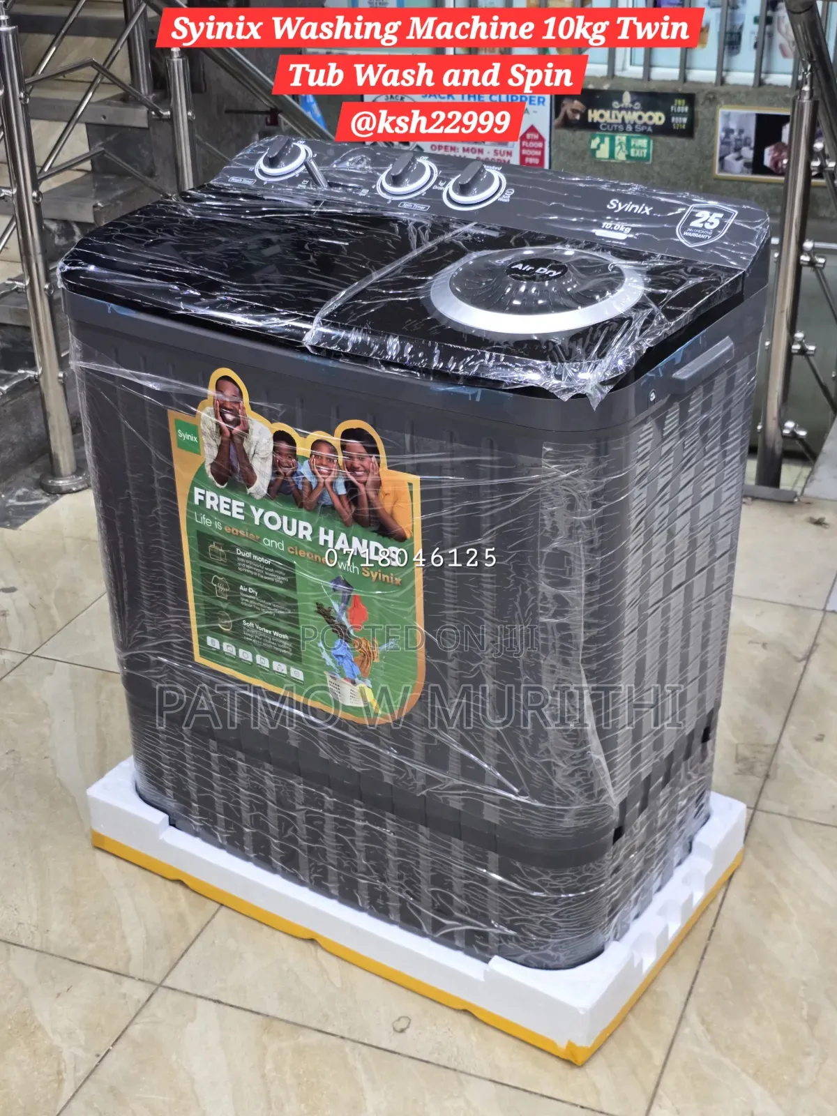 Syinix Washing Machine 10kg Wash and Spin Twin Tub Black