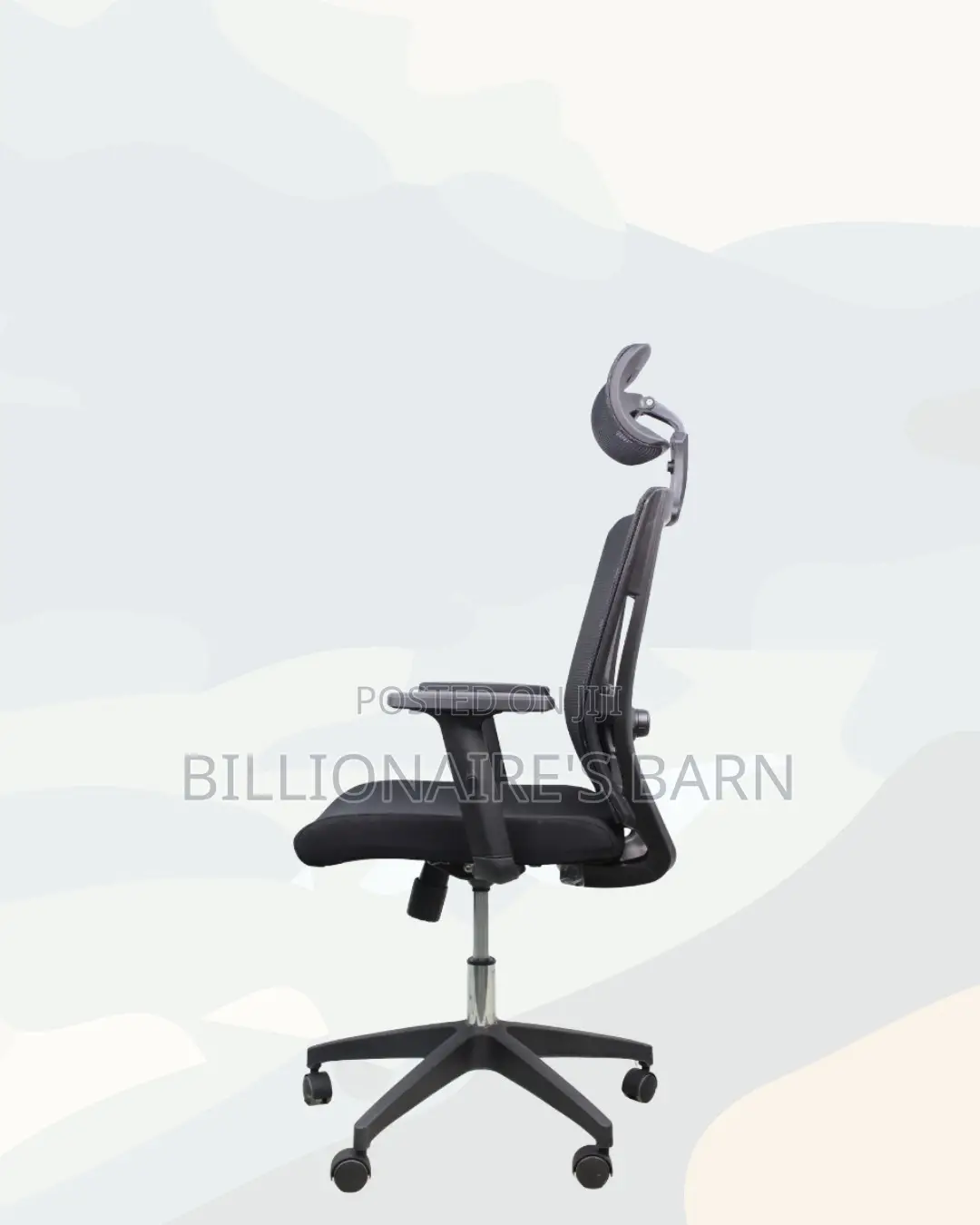 Black Mesh Office Chair Ergonomic Headrest With Nylon Base Support