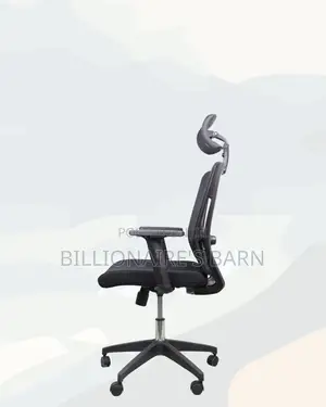 Black Mesh Office Chair Ergonomic Headrest With Nylon Base Support