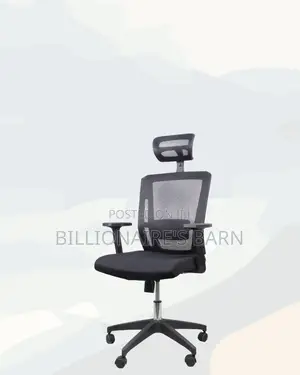 Black Mesh Office Chair Ergonomic Headrest With Nylon Base Support