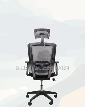 Black Mesh Office Chair Ergonomic Headrest With Nylon Base Support