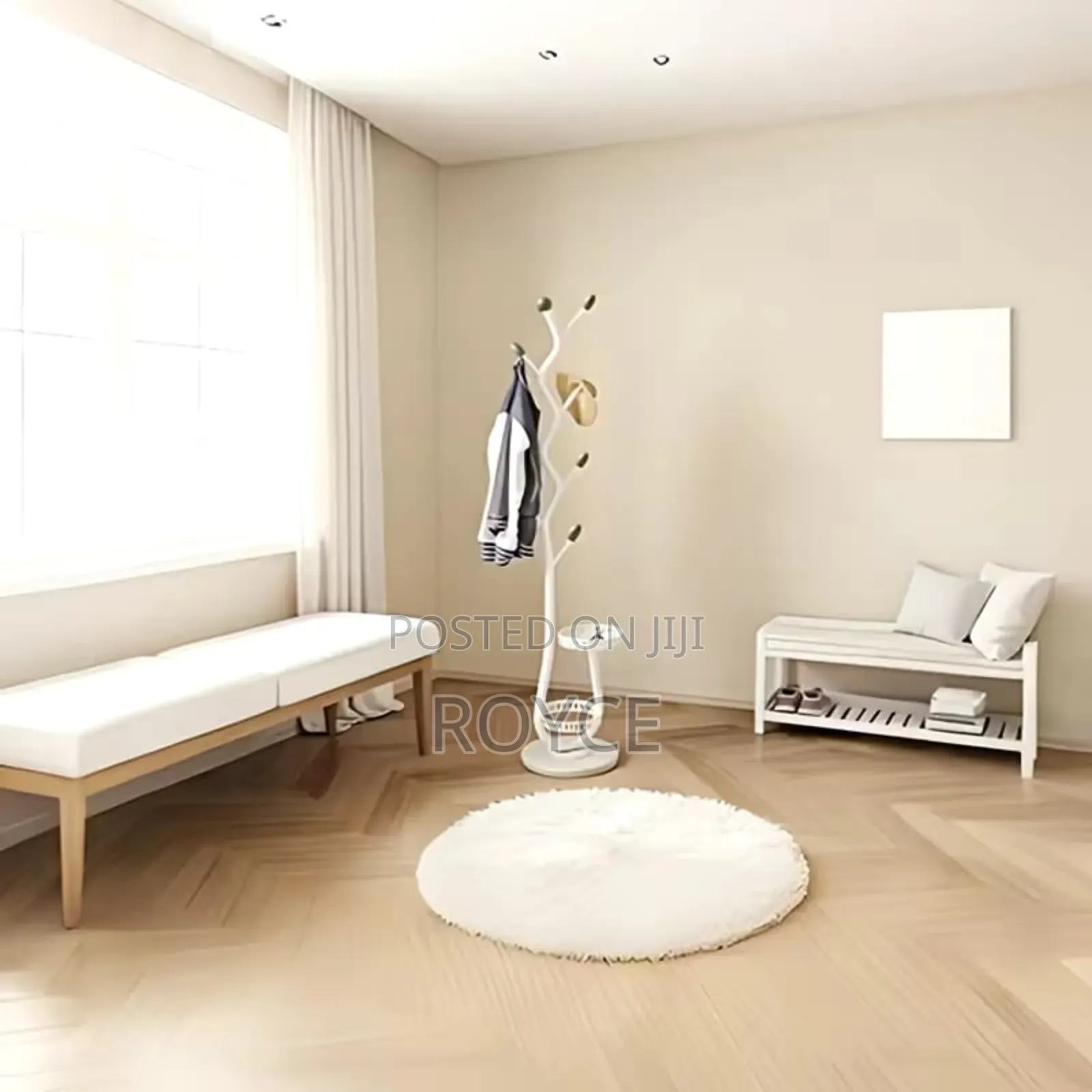 Cream Style Floor Standing Coat Rack