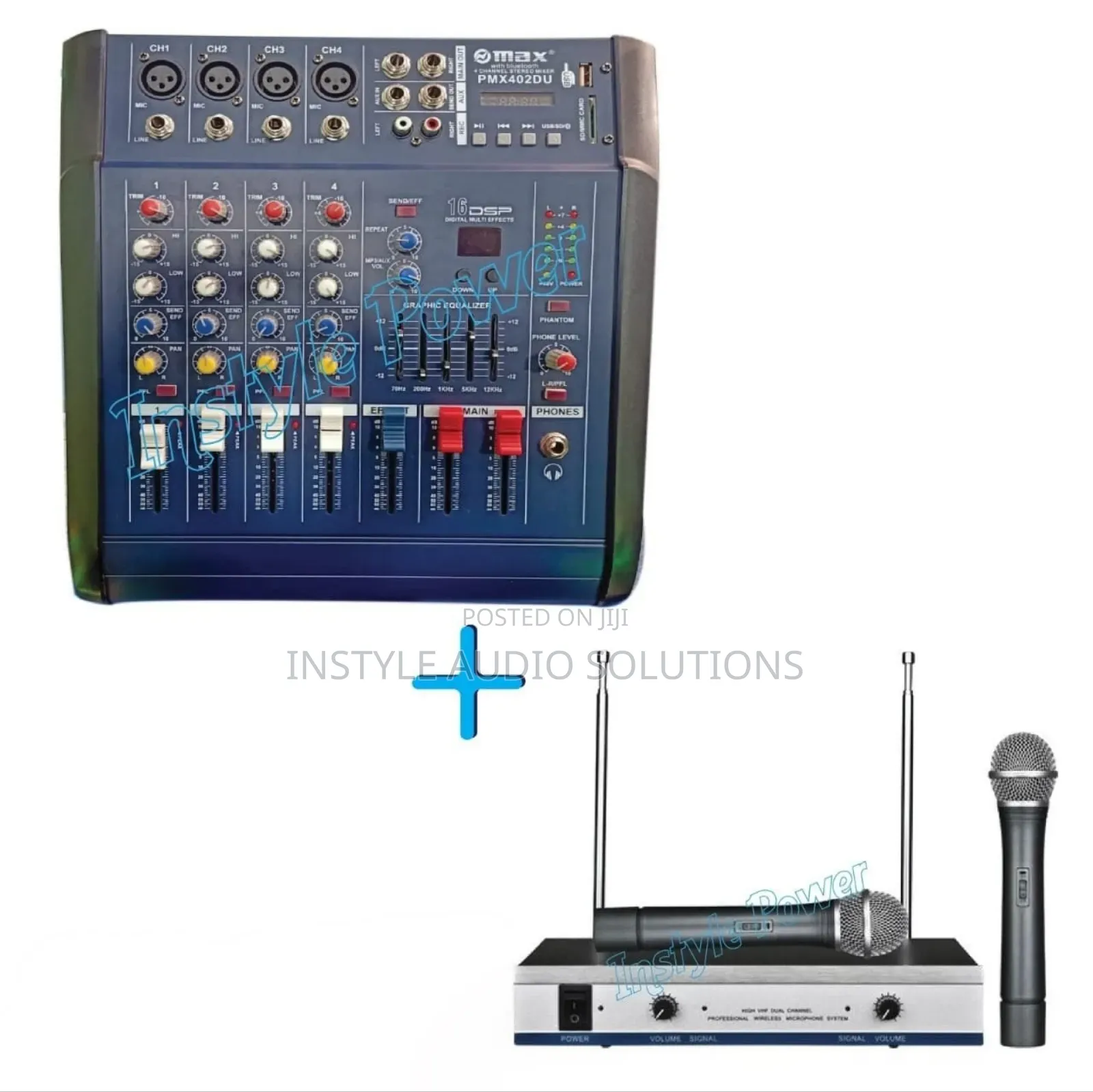 4 Channels Max Powered Mixer Usb Usb 500w - Dual Wireless Microphone