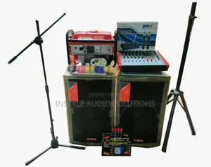 6 Channels Powered Mixer- 15" Mid Range Speakers 1.5 Kva Generator