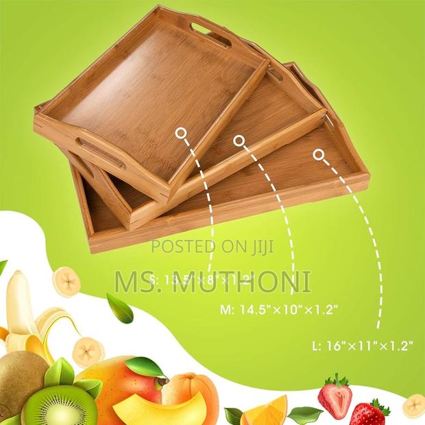 Modern Big Sized 3in1 Bamboo Serving Trays - thumbnail 4