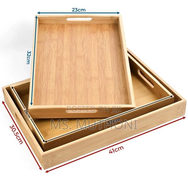 Modern Big Sized 3in1 Bamboo Serving Trays - thumbnail 3