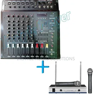6 Channels Powered Mixer Usb 1000w Output - Dual Wireless Microphone