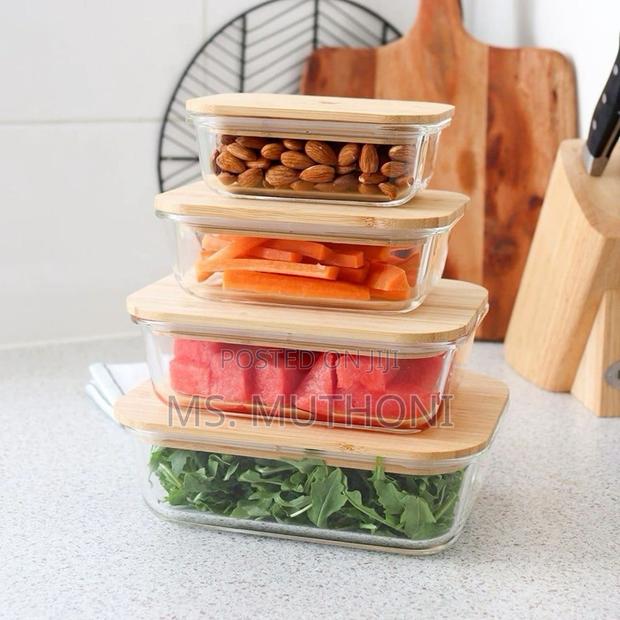 4 PCS Borosilicate Glass Containers With Air-Tight Bamboo Lids. - thumbnail 3