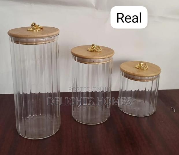 Glass Container Bamboo Lid-P - thumbnail 2
