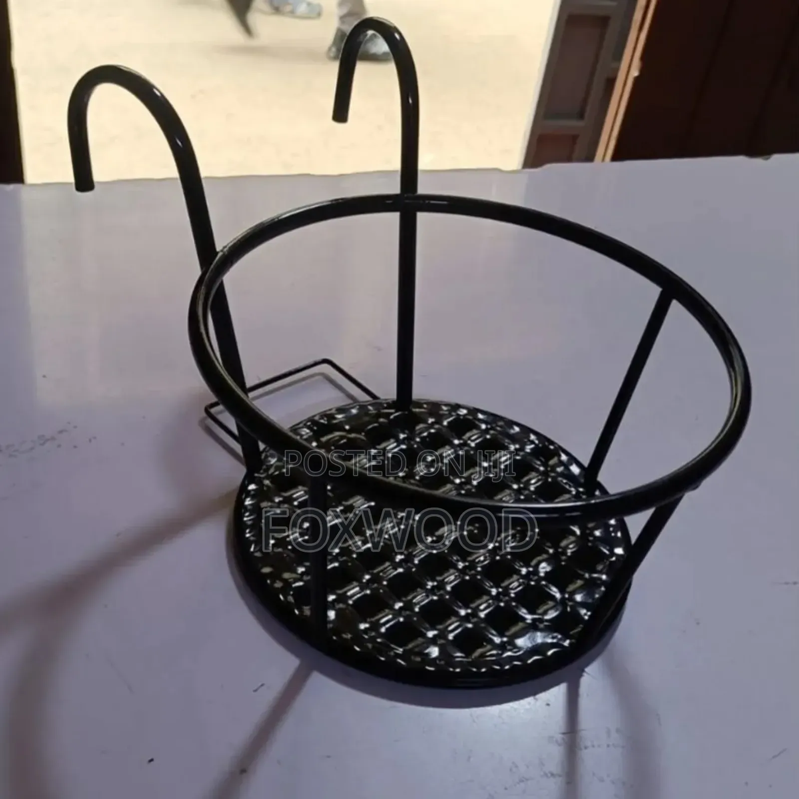 Metallic Over the Balcony Flower Pot Holder
