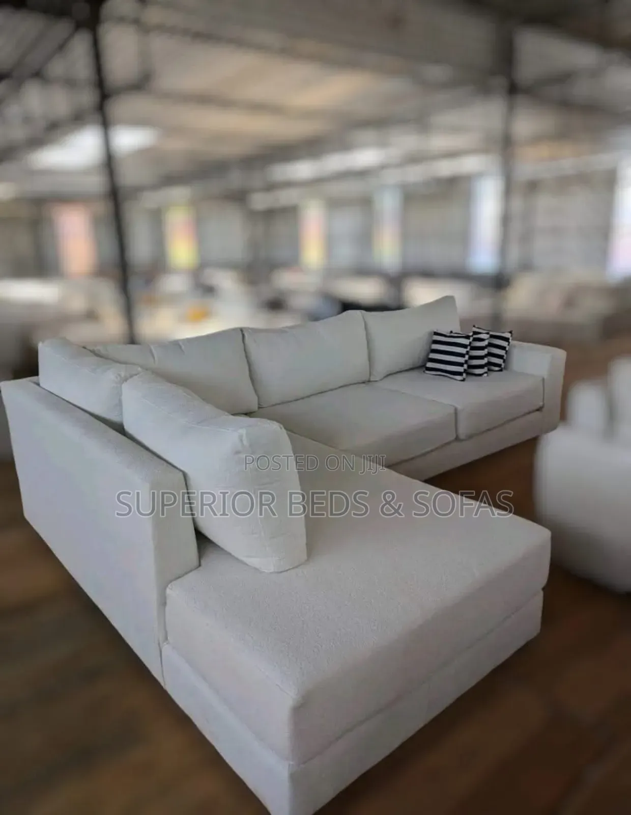 White L-Shaped Sofa (5 Seater)