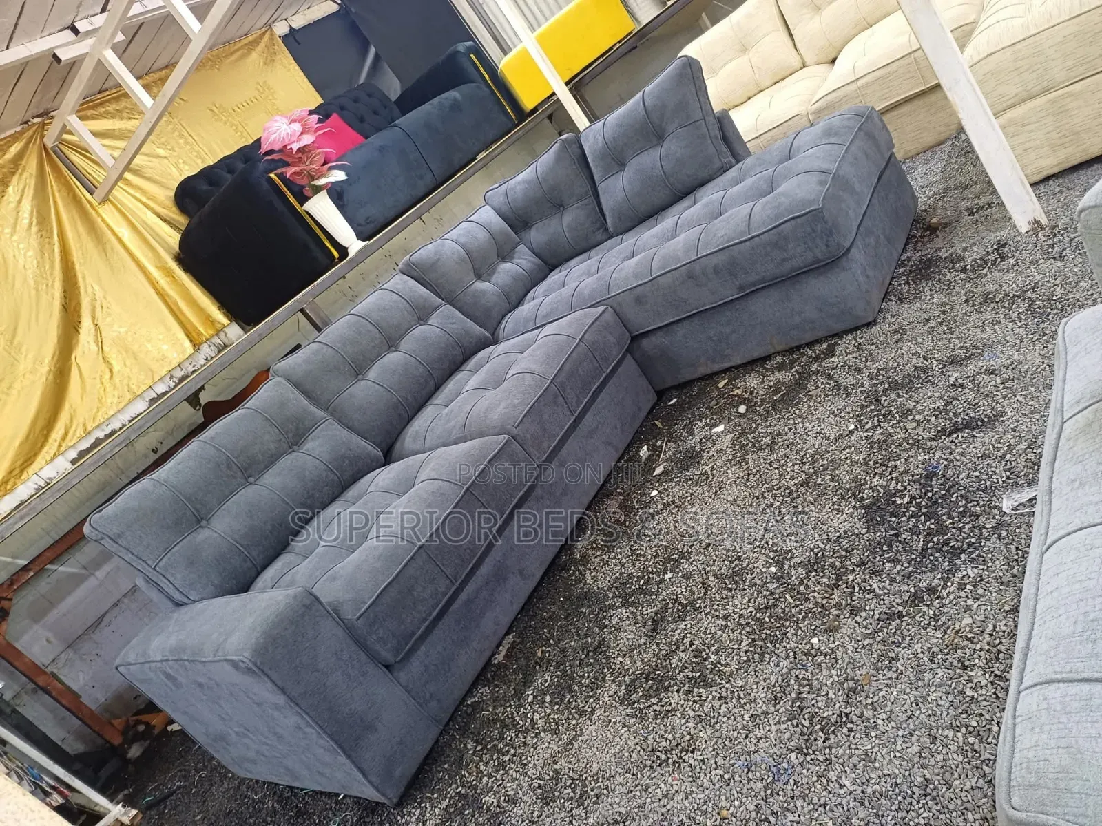 Modern Grey 5-Seater L-Shaped Sofa