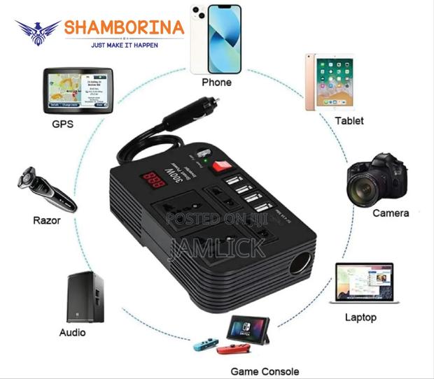 300w Car Power Inverter With Usb 3 Pin Socket Charger - Sh